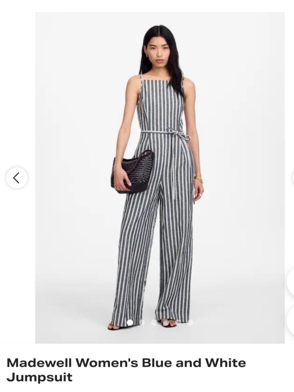 Madewell Navy and White Vertical-Striped Wide-Leg Jumpsuit